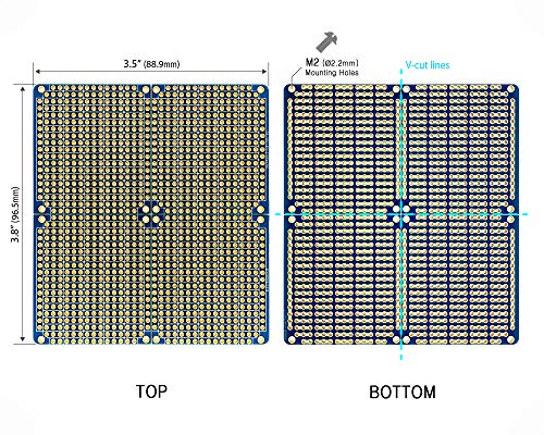 ElectroCookie PCB Prototype Board, Snappable Strip Board with Power Rails for Electronics Projects Compatible for DIY Arduino Soldering Projects, Gold-Plated, 3.8"x3.5" (6 Pack, 3Blue+3Black) - Image 4
