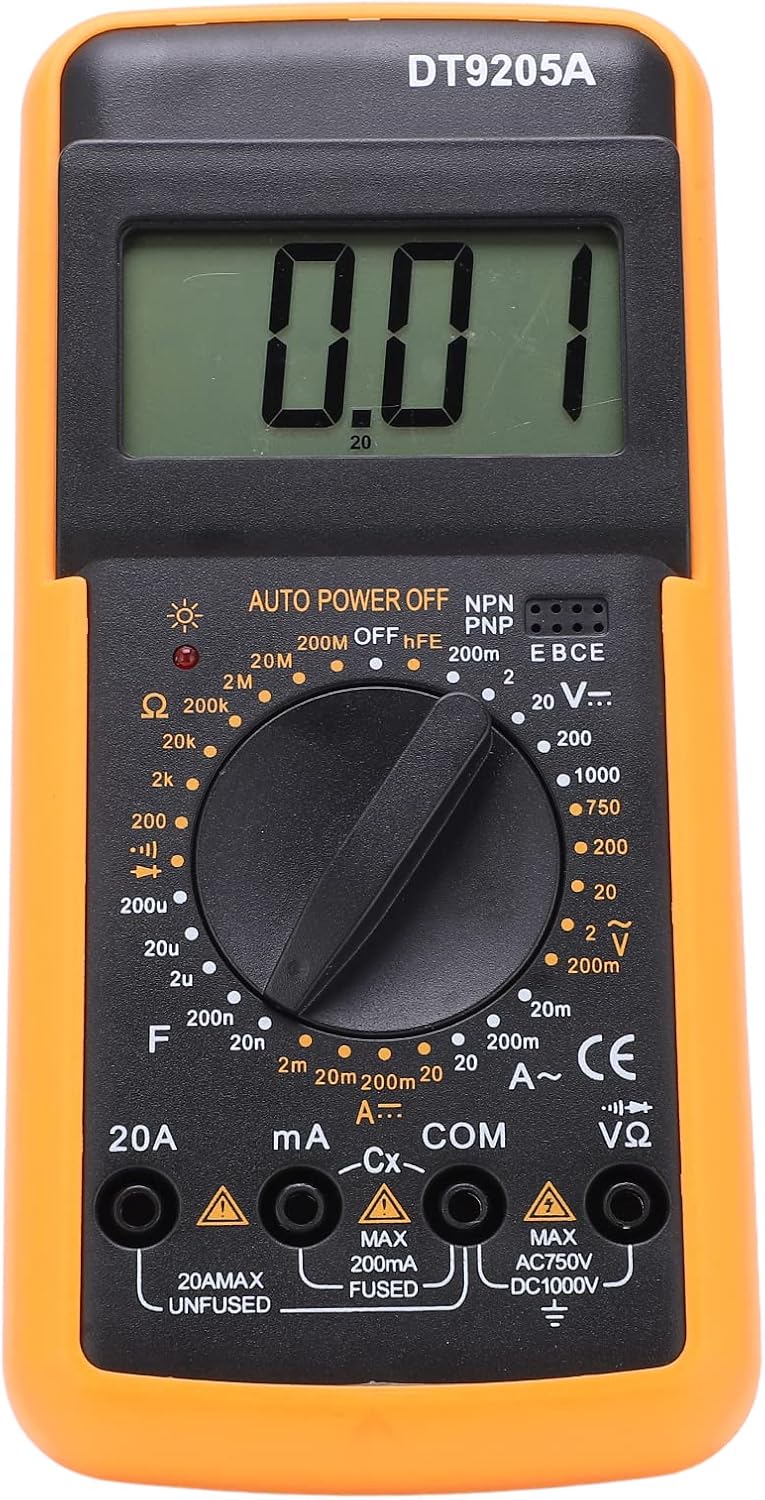 Handheld multimeter – DC AC tester – auto‑range voltage & current, resistance & capacitance measurement, continuity buzzer, diode checking, large angled LCD, ideal for electricians & DIY - Image 4