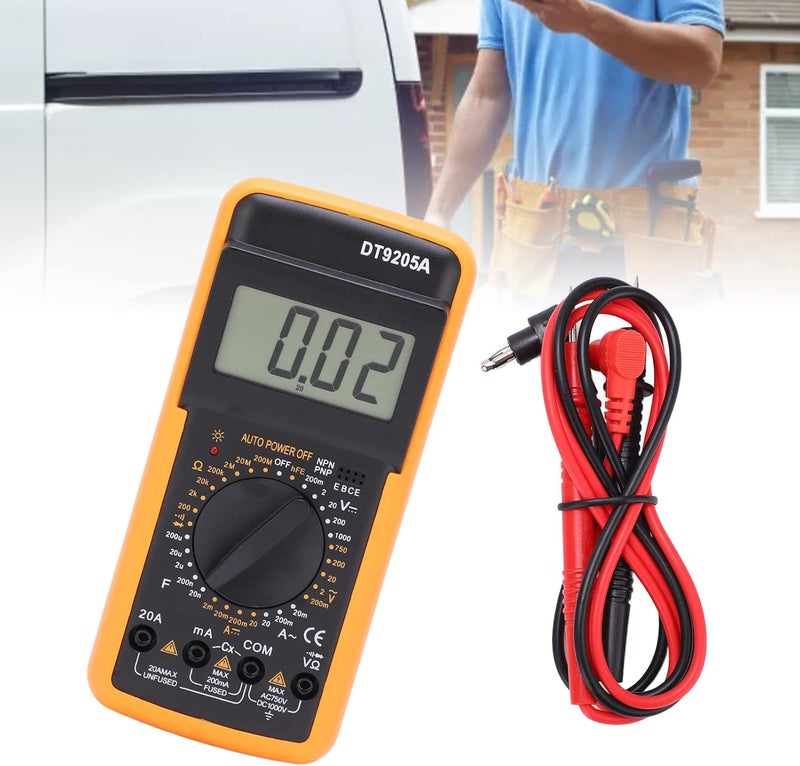 Handheld multimeter – DC AC tester – auto‑range voltage & current, resistance & capacitance measurement, continuity buzzer, diode checking, large angled LCD, ideal for electricians & DIY - Image 2