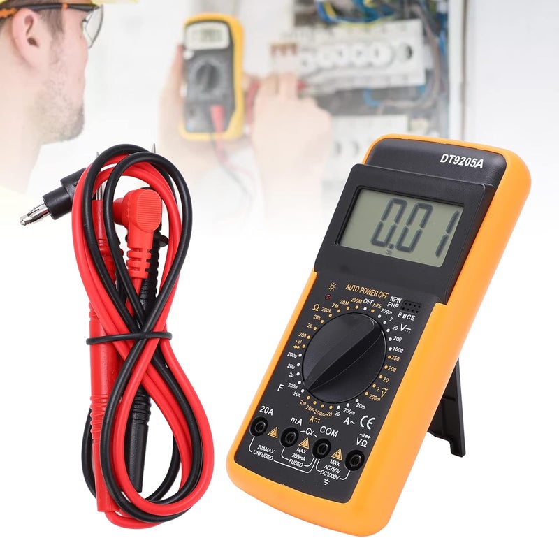 Handheld multimeter – DC AC tester – auto‑range voltage & current, resistance & capacitance measurement, continuity buzzer, diode checking, large angled LCD, ideal for electricians & DIY - Image 3