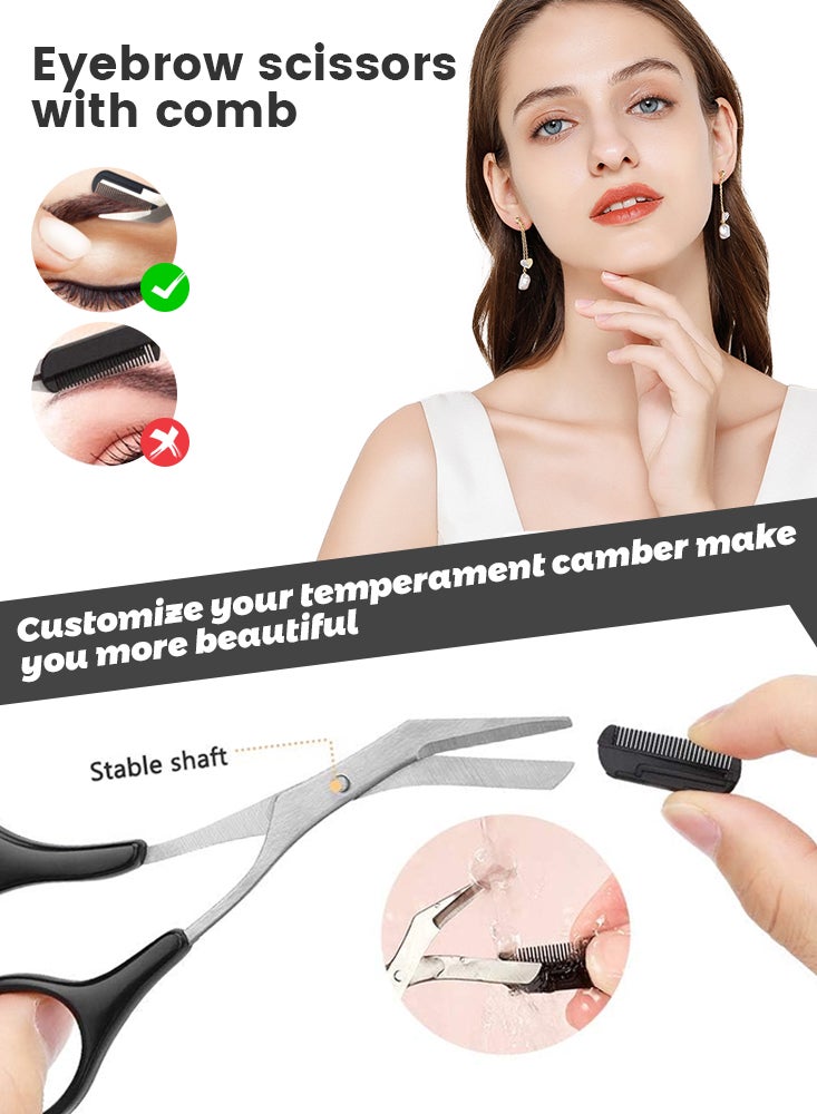 Perfii 5-Piece Complete Eyebrows Grooming Set for Beginners with Anti Scratch Ribbed Blades and Safe Trimming Enhance Efficiency for Shaping and Styling - Image 2