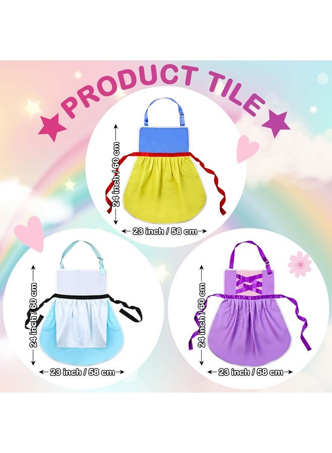 Boyiee 3 Pcs Halloween Apron Apron Princess Apron Colorful Art Smock For Art Paint Cook Bake Garden(Cute) - Image 3