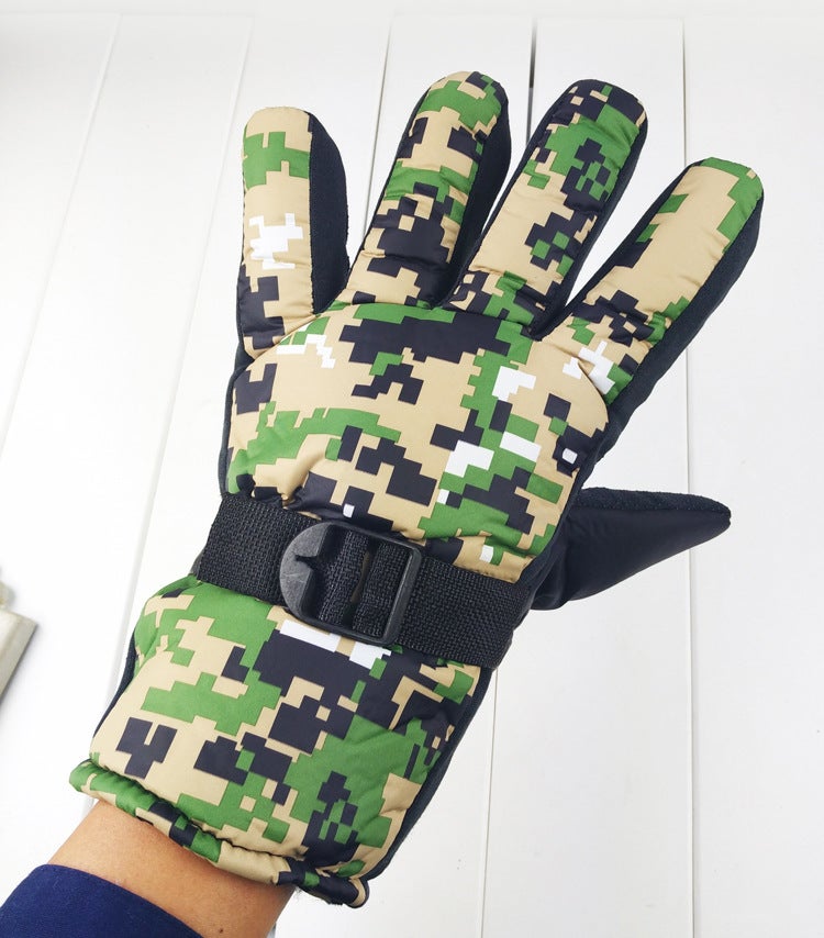 Gloves Mens and Womens Autumn and Winter Students Windproof Velvet Warm Touch Screen Sports Outdoor Riding Motorcycle Cold Protection 5# camouflage gloves mixed hair 
