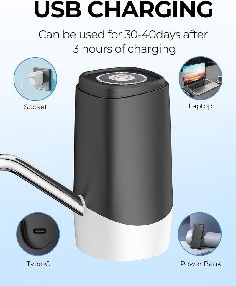 مضخة موزع الماء من لادفار، مضخة ماء شرب أوتوماتيكية بشحن USB لموزع جرة الماء الصغير المحمول، مثالية للمطبخ المنزلي، غرفة المعيشة، المكتب، التخييم - Image 5