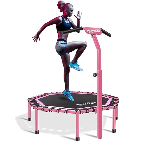 Newan 48" Fitness Trampoline with Adjustable Handle Bar, Silent Trampoline Bungee Rebounder Jumping Cardio Trainer Workout for Adults - Max Limit 330 lbs - Image 1