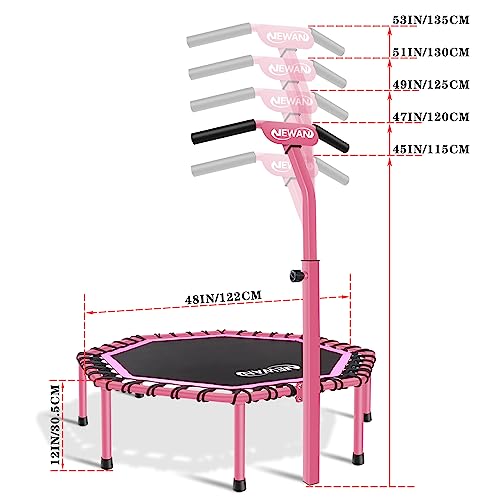 Newan 48" Fitness Trampoline with Adjustable Handle Bar, Silent Trampoline Bungee Rebounder Jumping Cardio Trainer Workout for Adults - Max Limit 330 lbs - Image 5