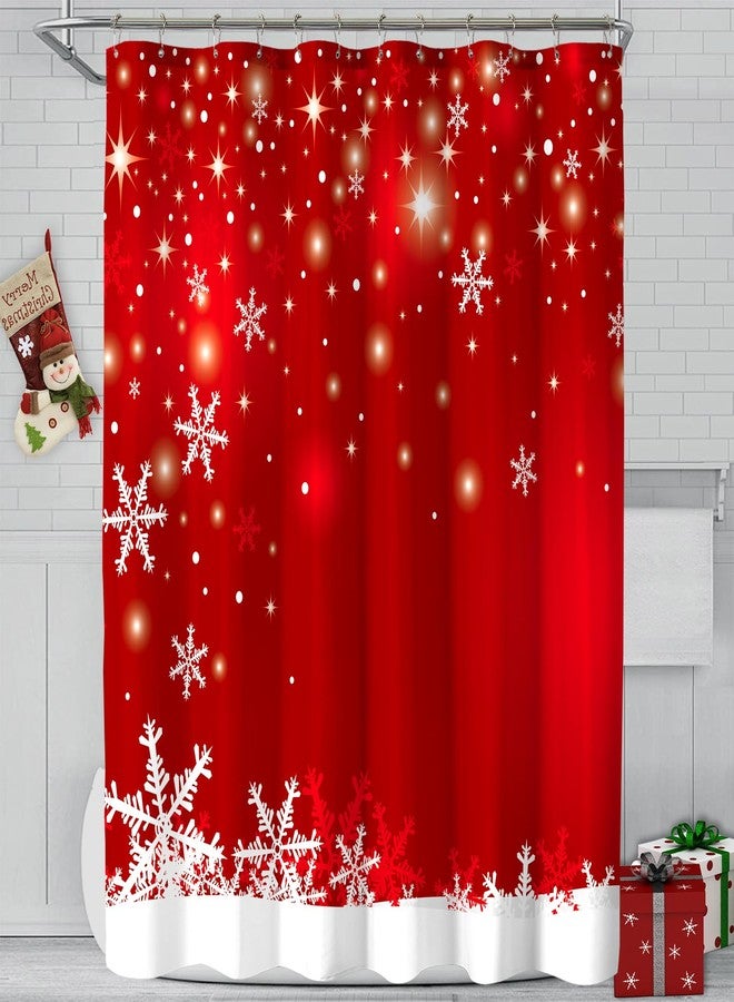 COSEVIER Christmas Shower Curtains for Bathroom, Red Christmas Snowflakes Shower Curtain, Xmas Funny Glitter Sparkle Winter Holiday Fabric Bath Curtain Décor, 72x72 Inch - Image 2