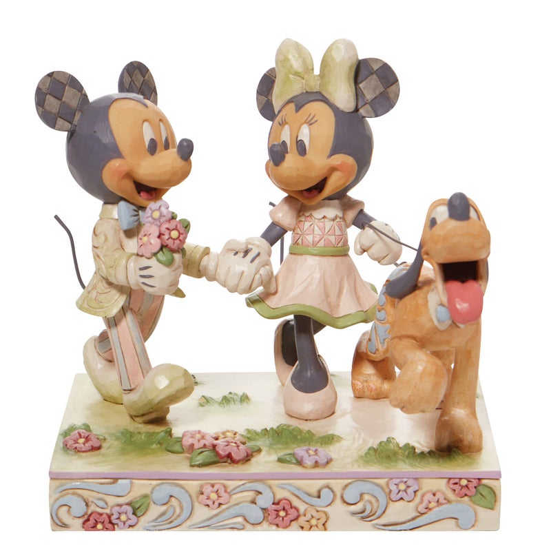 Enesco Enesco Jim Shore Disney Traditions White Woodland Mickey and Minnie Mouse Walking Pluto Figurine 567 Inch Multicolor