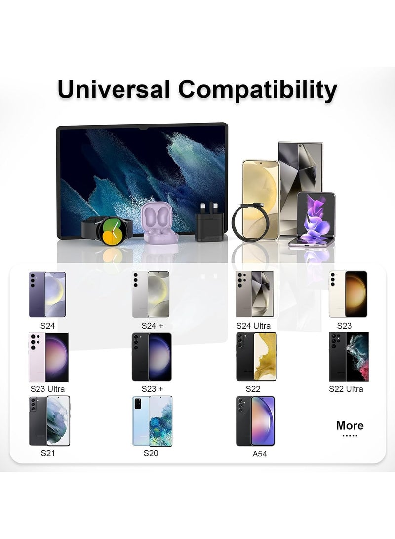 OMAKSS 25W Charger Type C Fast for Samsung Galaxy S24, S23, S22, S22 Ultra, S22+, S21, S20, A15, A25, A35, A55 5G, A05, A54, A53, A34, A32 TAB,USB C Super Fast Charger Adapter with 1.5m USB C Charging Cable - Image 4