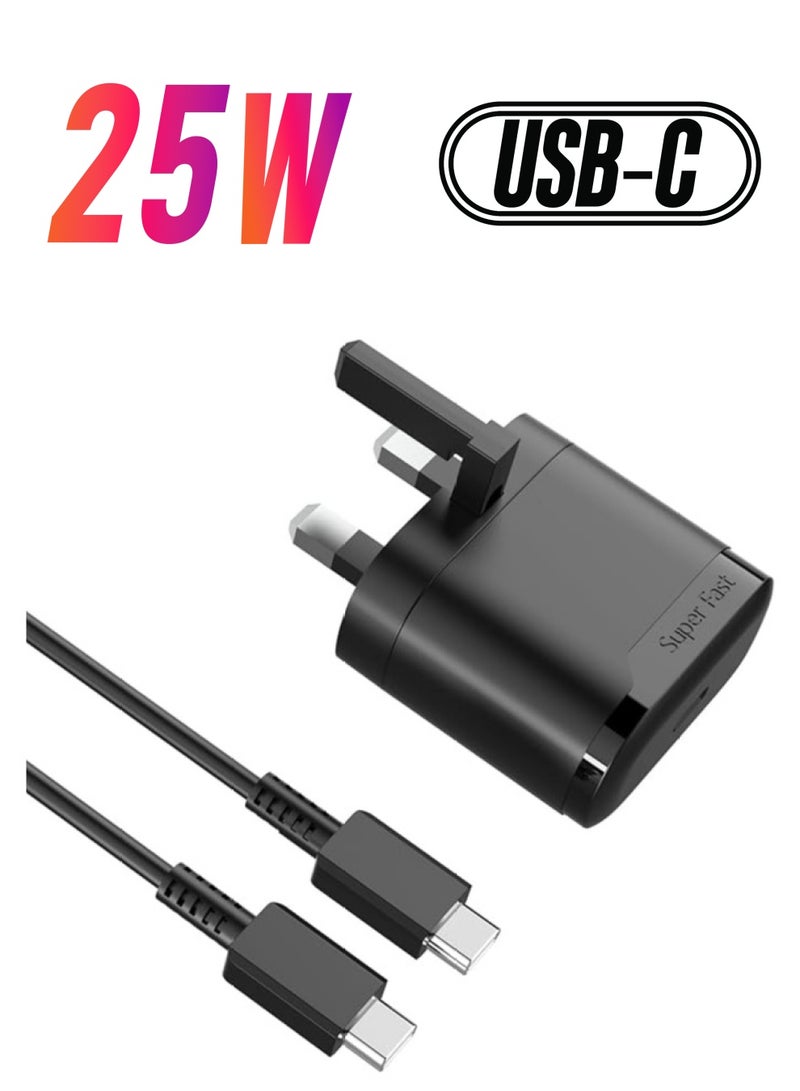 OMAKSS 25W Charger Type C Fast for Samsung Galaxy S24, S23, S22, S22 Ultra, S22+, S21, S20, A15, A25, A35, A55 5G, A05, A54, A53, A34, A32 TAB,USB C Super Fast Charger Adapter with 1.5m USB C Charging Cable - Image 1