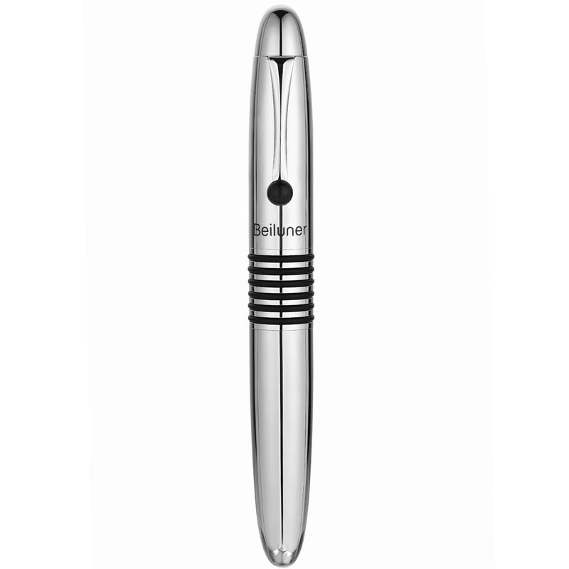 BEILUNER 320 Silver Chrome Rollerball - Stunning Luxury Pen with Chrome Finish, EDC, Heavy, Schmidt Black Ink Refill, Best Gift Set for Men & Women, Professional, Executive Office, Nice Classic Pens - Image 2