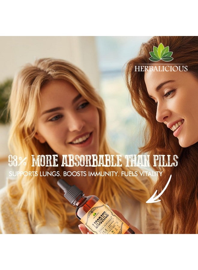HERBALICIOUS مستخلص جذور العرقسوس HERBALICIOUS - مكمل سائل من جذور العرقسوس العضوي - غليسيرهيزا غلابرا النقية لدعم الجهاز الهضمي، التنفسي، الكظري والمناعي - 4 أونصات سائلة - نباتي، خالي من الكائنات المعدلة وراثيًا، خالي من الغلوتين - Image 5