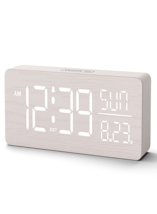 Peakeep Wooden Digital Alarm Clock Large Display, Textured Decoration - Image 1