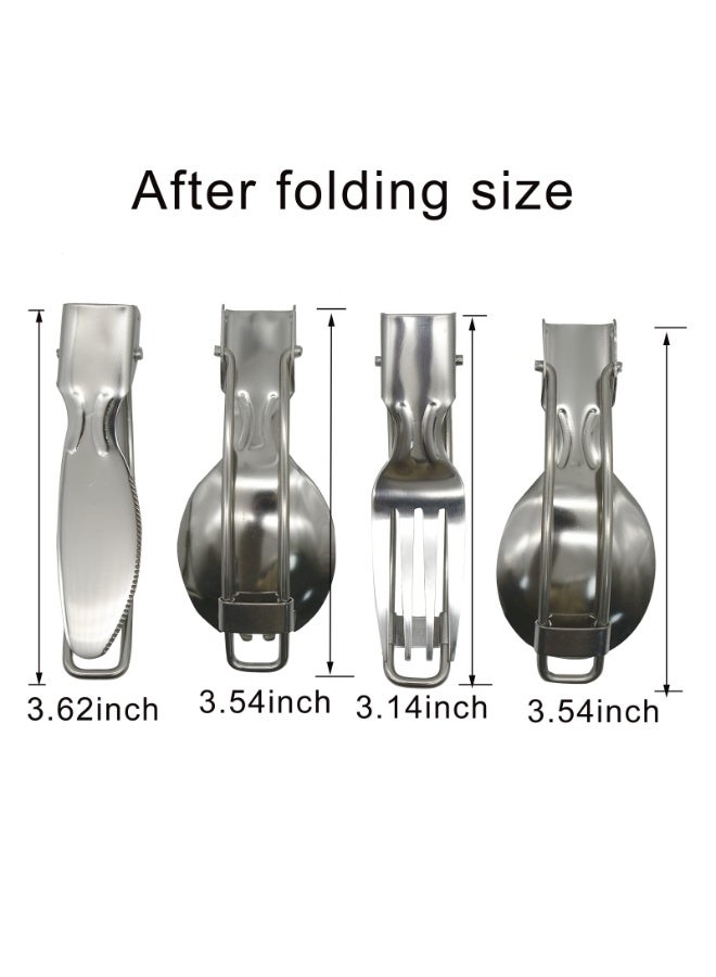 3Pcs Folding Camping Utensils Set Portable Stainless Steel Flatware include Dishwasher Safe Spoon Fork Knife for Picnic Travel Hiking Backpacking - Image 4