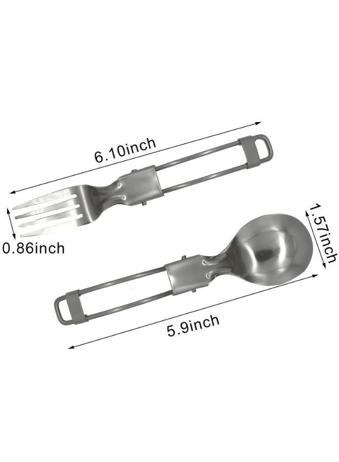3Pcs Folding Camping Utensils Set Portable Stainless Steel Flatware include Dishwasher Safe Spoon Fork Knife for Picnic Travel Hiking Backpacking - Image 3