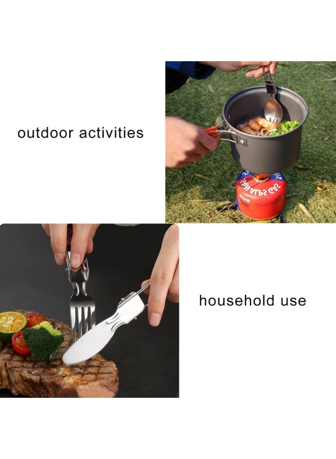 3Pcs Folding Camping Utensils Set Portable Stainless Steel Flatware include Dishwasher Safe Spoon Fork Knife for Picnic Travel Hiking Backpacking - Image 5