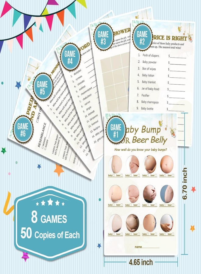 OLOUTAB Baby Shower Games Set-8 Games,Fun and Easy to Play,Includes Baby Shower Bingo,Price is Right,Guess Who Mommy or Daddy,Word Scramble,Prediction and Advice,How Big is Mommys Belly,Pacifier Hunt - Image 2