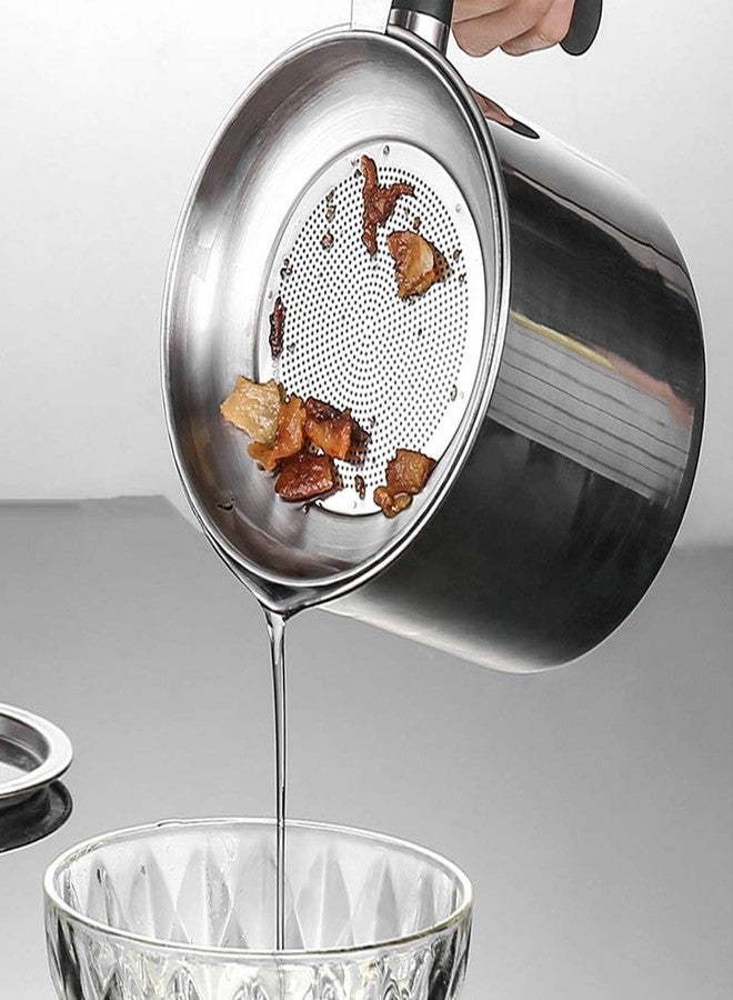 ZIPRON Oil Strainer Pot Grease Can - Stainless Steel Cooking Grease Container, Reuse Oil Storage (Best Oil Shaver) Can Container with Removable Filter Anti-Scalding Handheld, Lid for Cooking - Image 3