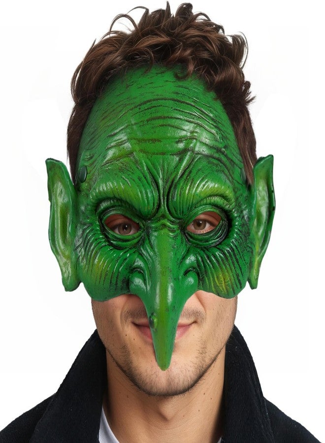 VZQI Green Goblin Mask Halloween Witch Mask Masquerade Scary Zombie Half Face Cosplay Costume - Image 1