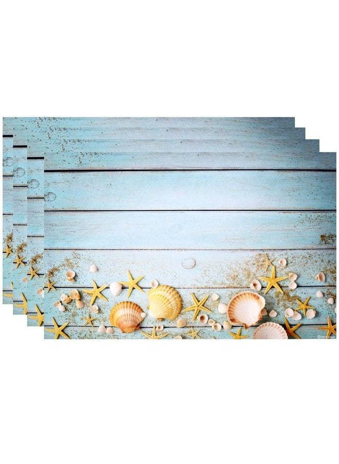 Gift Boutique - Disposable Beach Seashell Starfish Paper Place Mats 50 Pack 11”X 17” Rectangle Summer Nautical Chargers Place Mat For Blue Sky Ocean Seaside Sand Wood Sea Shell Coastal Table Mat Dinner Party Decor - Image 1