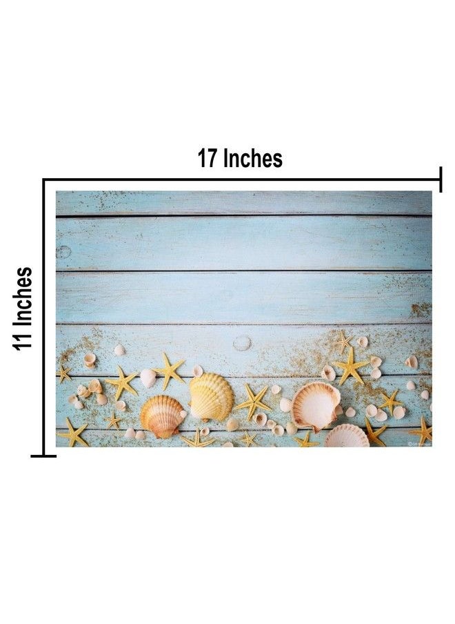 Gift Boutique - Disposable Beach Seashell Starfish Paper Place Mats 50 Pack 11”X 17” Rectangle Summer Nautical Chargers Place Mat For Blue Sky Ocean Seaside Sand Wood Sea Shell Coastal Table Mat Dinner Party Decor - Image 1