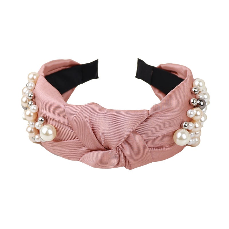 Generic Chic Pearl Knot Headband Fashion Hair Accessory Lotus root starch 