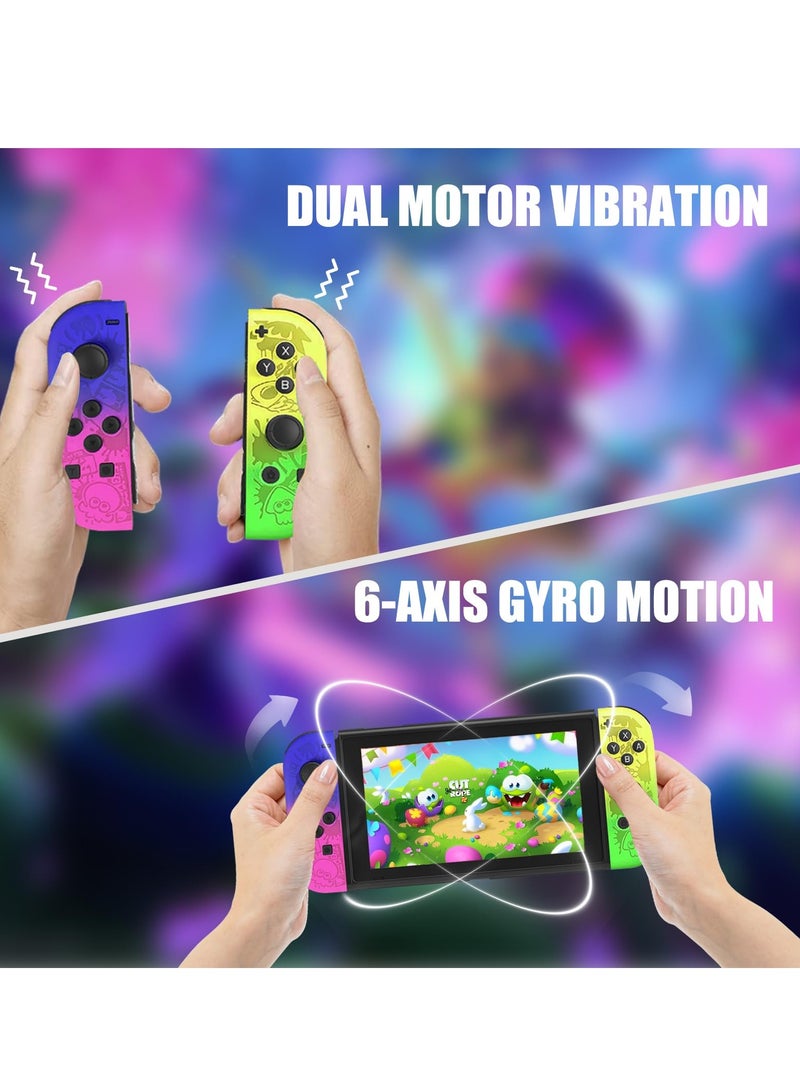 KASTWAVE Joy Cons Wireless Controller for Nintendo Switch, Replacement for Switch Joypad with RGB Light, Joystick Support Double Vibration/Wake-up/Screenshot (Splatoon)  - Image 4