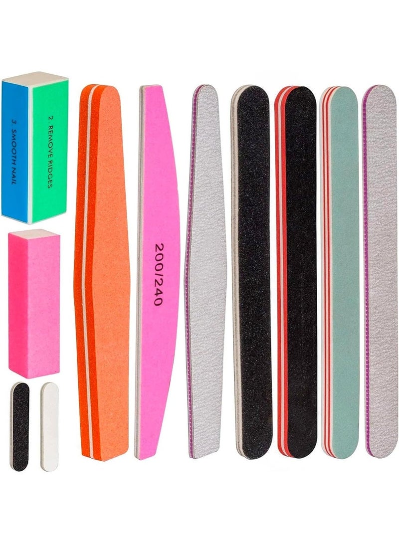 HOOJO® Professional Nail File & Buffer Set – (11 pcs) Washable Nail Filer Kit for Natural Nails – Manicure & Pedicure Block Kit for Shaping, Sanding, Smoothing & Polishing - Image 1