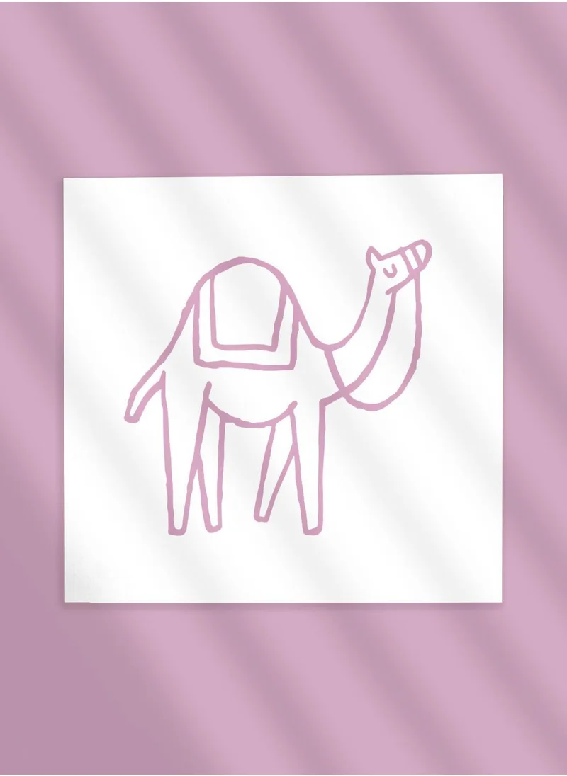 Little Majlis Greeting card, camel, pink on white