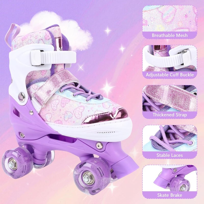 Depisuta Kids Roller Skates for Girls Ages 6-12 - Adjustable Light Up Double Row Skates - Image 5