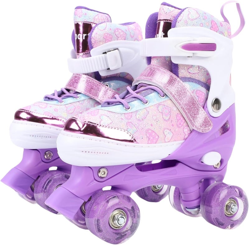 Depisuta Kids Roller Skates for Girls Ages 6-12 - Adjustable Light Up Double Row Skates - Image 1