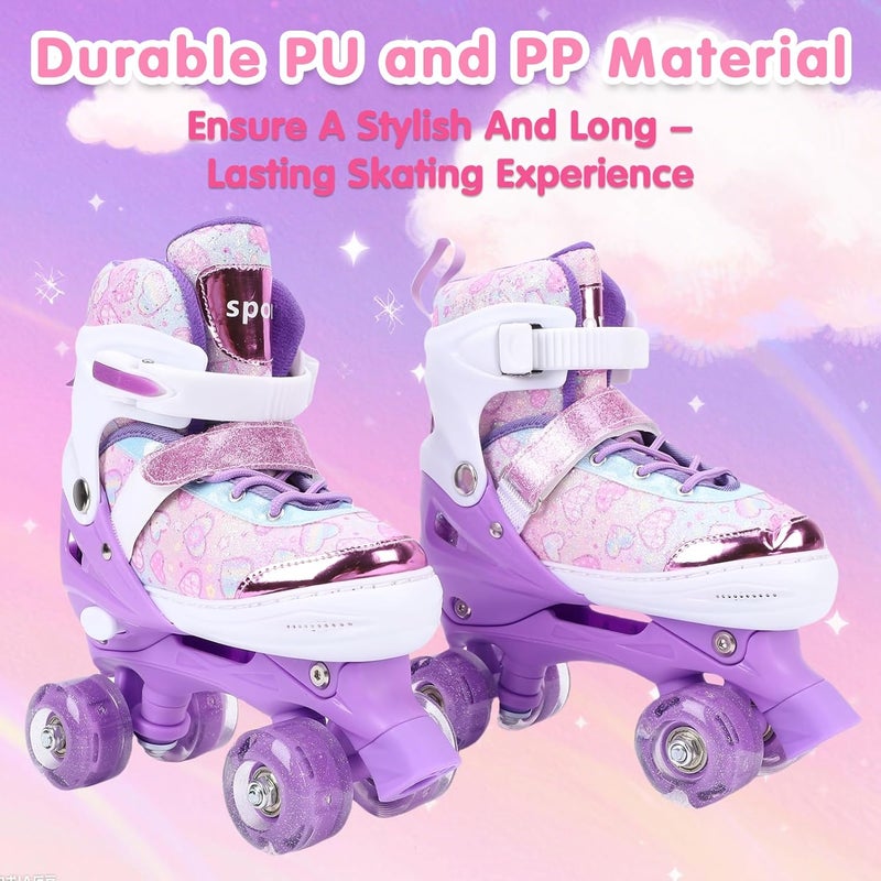 Depisuta Kids Roller Skates for Girls Ages 6-12 - Adjustable Light Up Double Row Skates - Image 3