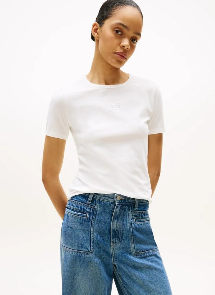 TOMMY HILFIGER STAMP LOGO SLIM Crew Neck Short Sleeve T-shirt