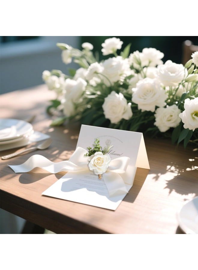 Gvhntk Ivory Rose Boutonniere for Men Wedding Set of 10 Groom Groomsmen Best Man Artificial Flowers Boutonniere for Wedding Ceremony Anniversary Prom Flowers Formal Dinner Party (10, White, Middle) - Image 4