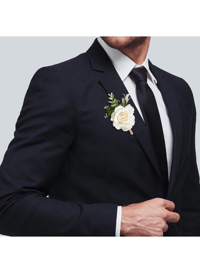 Gvhntk Ivory Rose Boutonniere for Men Wedding Set of 10 Groom Groomsmen Best Man Artificial Flowers Boutonniere for Wedding Ceremony Anniversary Prom Flowers Formal Dinner Party (10, White, Middle) - Image 5