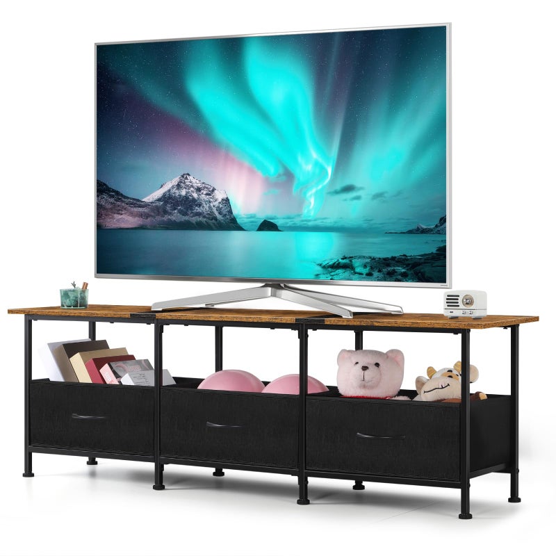 CADUKE TV Stand with Storage Drawers Farmhouse Entertainment Center for 505560 inch Television Industrial TV Console Table for Living Room and Bedroom Brown Brown