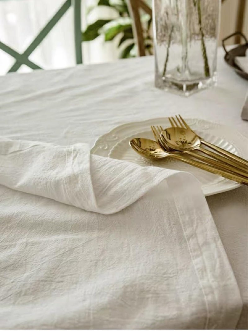 BUYSK Off White Tablecloth, 100% Cotton Fabric Table Cloth for Festival Picnic Wedding Party and DIY Dye Project, Machine Washable (55 x 39 inch) - Image 4