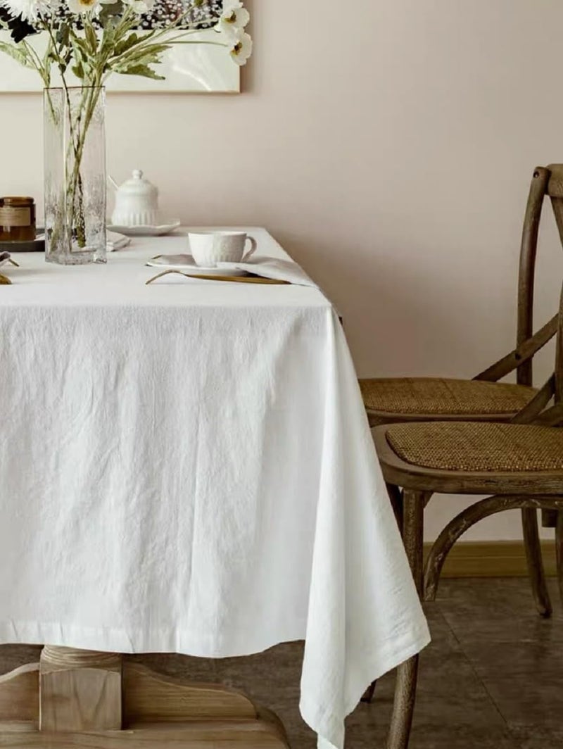 BUYSK Off White Tablecloth, 100% Cotton Fabric Table Cloth for Festival Picnic Wedding Party and DIY Dye Project, Machine Washable (55 x 39 inch) - Image 2
