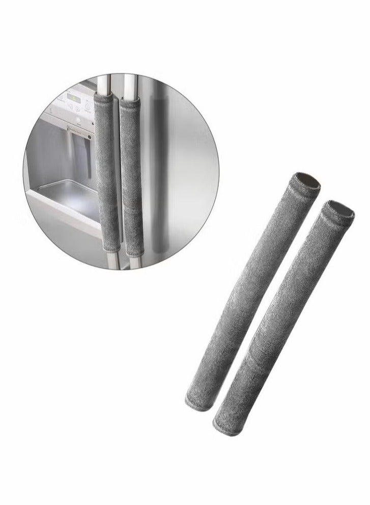 ح واحة غطاء مقبض باب الثلاجة، مقابض ثلاجة بلون واحد، قفازات واقية مانعة للانزلاق، أغطية لأجهزة المطبخ (رمادي فاتح) - Image 2