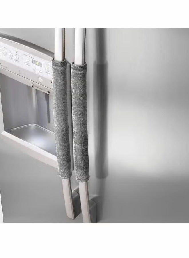 ح واحة غطاء مقبض باب الثلاجة، مقابض ثلاجة بلون واحد، قفازات واقية مانعة للانزلاق، أغطية لأجهزة المطبخ (رمادي فاتح) - Image 4