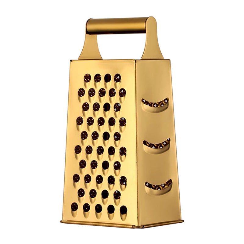 BISDARUN Large Stainless Steel 4 Sides Grater Slicer with Handle, Multifunctional Cutter Planing for Ginger, Garlic, Cucumbers, Carrots, Cheese, Potato, Ergonomic Design Kitchen Gadgets Accessories Gold - Image 1