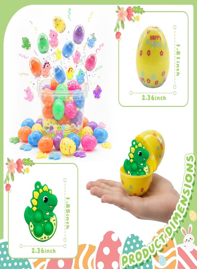 BicMan 36 Pack Prefilled Easter Eggs with Dinosaur Pop Fidget Toys, Easter Egg Hunt Basket Stuffers for Kids, Easter Classroom Party Favors Prizes - Image 4