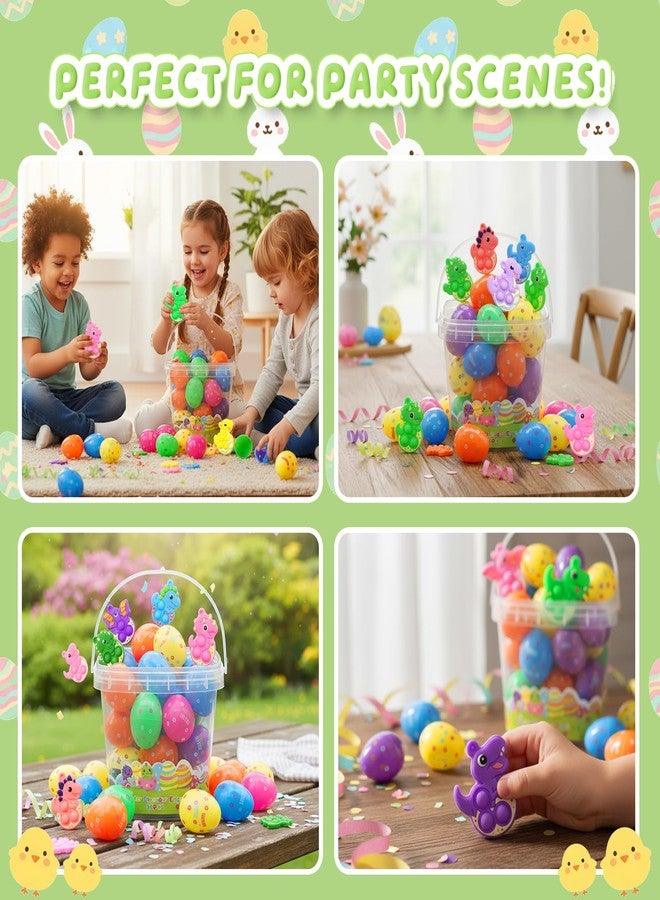 BicMan 36 Pack Prefilled Easter Eggs with Dinosaur Pop Fidget Toys, Easter Egg Hunt Basket Stuffers for Kids, Easter Classroom Party Favors Prizes - Image 3