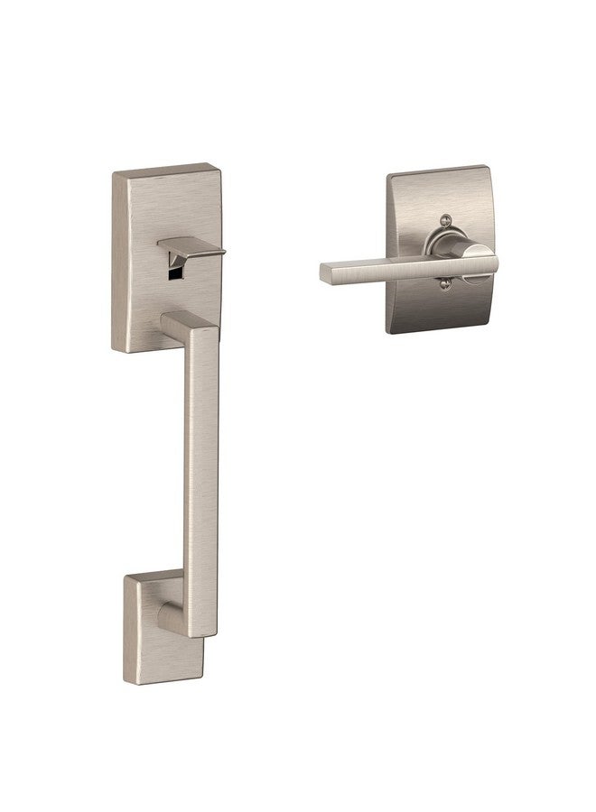 شليدح مقبض مدخل أمامي Schlage FE285 CEN 619 LAT CEN Century مع ذراع Latitude، مقبض نصف سفلي، نيكل ساتان - Image 1