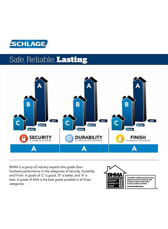 شليدح مقبض مدخل أمامي Schlage FE285 CEN 619 LAT CEN Century مع ذراع Latitude، مقبض نصف سفلي، نيكل ساتان - Image 4