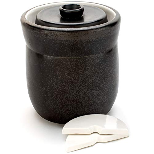 TOMO Fermentation Crock with Weights - Ceramic Sauerkraut Pickling Crock - Stoneware Kombucha Brewing (3L) - Image 1