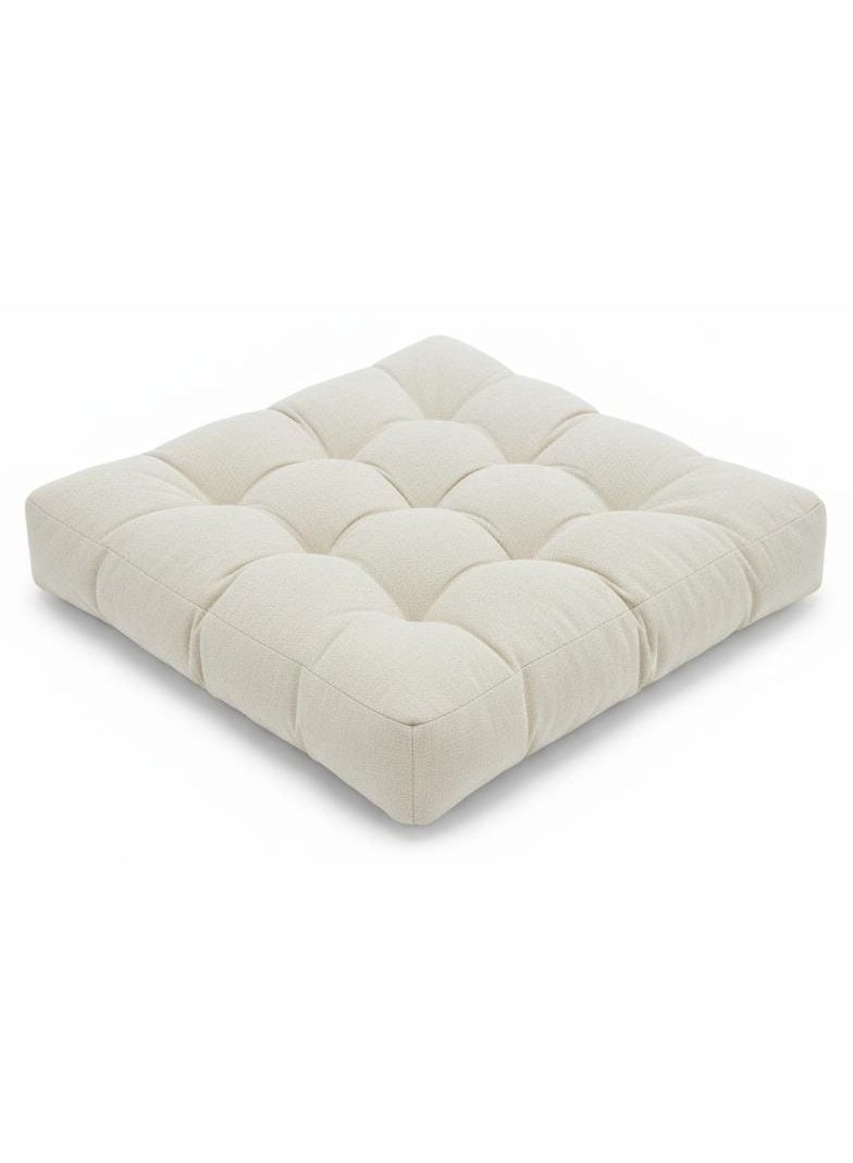 أي كي دي سي وسادة مربعة فاخرة من قماش الكوردروي من AKDC - وسادة زينة كلاسيكية بيضاء مضلعة، 50×50×12 سم - Image 1