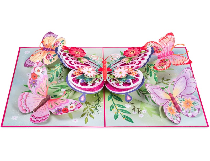 Paper Love 3D Floral Butterflies Pop Up Valentines Day Card, Jumbo Displayable Art, Gift for Valentines Day, Birthday, Wedding, Anniversary, Thank You, Get Well, All Occasion - 10" x 14" Cover - Includes Envelope and Note Card - Image 4