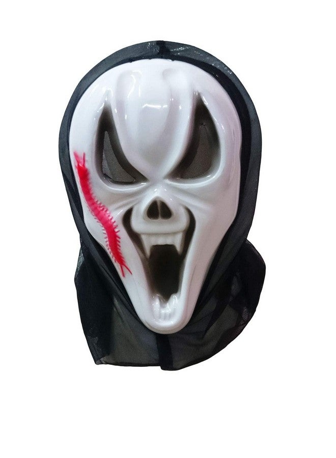 BookMyCostume Skeleton Ghost Red Patch Mask Adult & Kids Fancy Dress Costume Accessory | Halloween