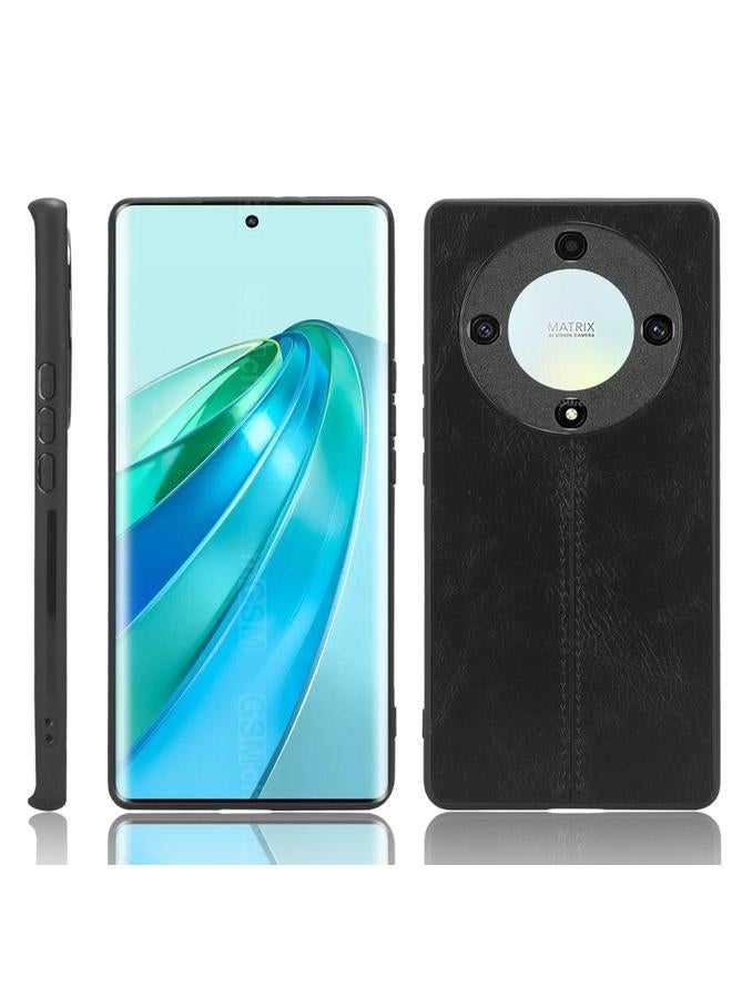 اس-توب جراب لهاتف Honor X9a 5G / Magic5 Lite 5G مصنوع من جلد البقر المخيط بنمط جلد البقر والبولي يوريثان الحراري - Image 1